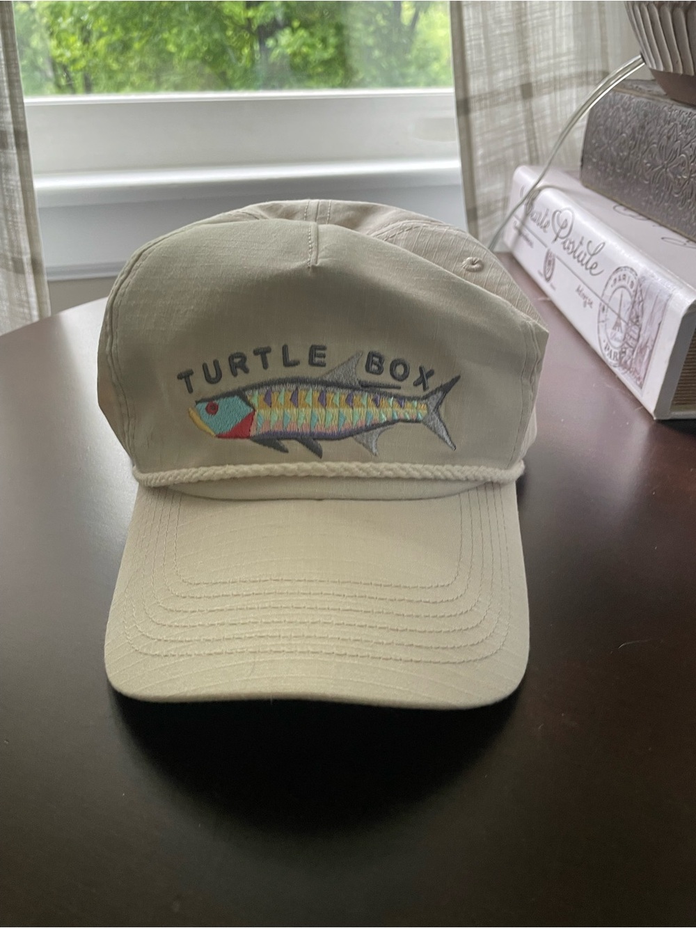 mens Beige Rope-Front Cap